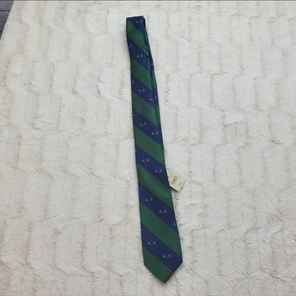 NWT Mens American  Eagle Tie Green Navy Striped Deer Antlers Hunting One Size OS - Picture 11 of 11
